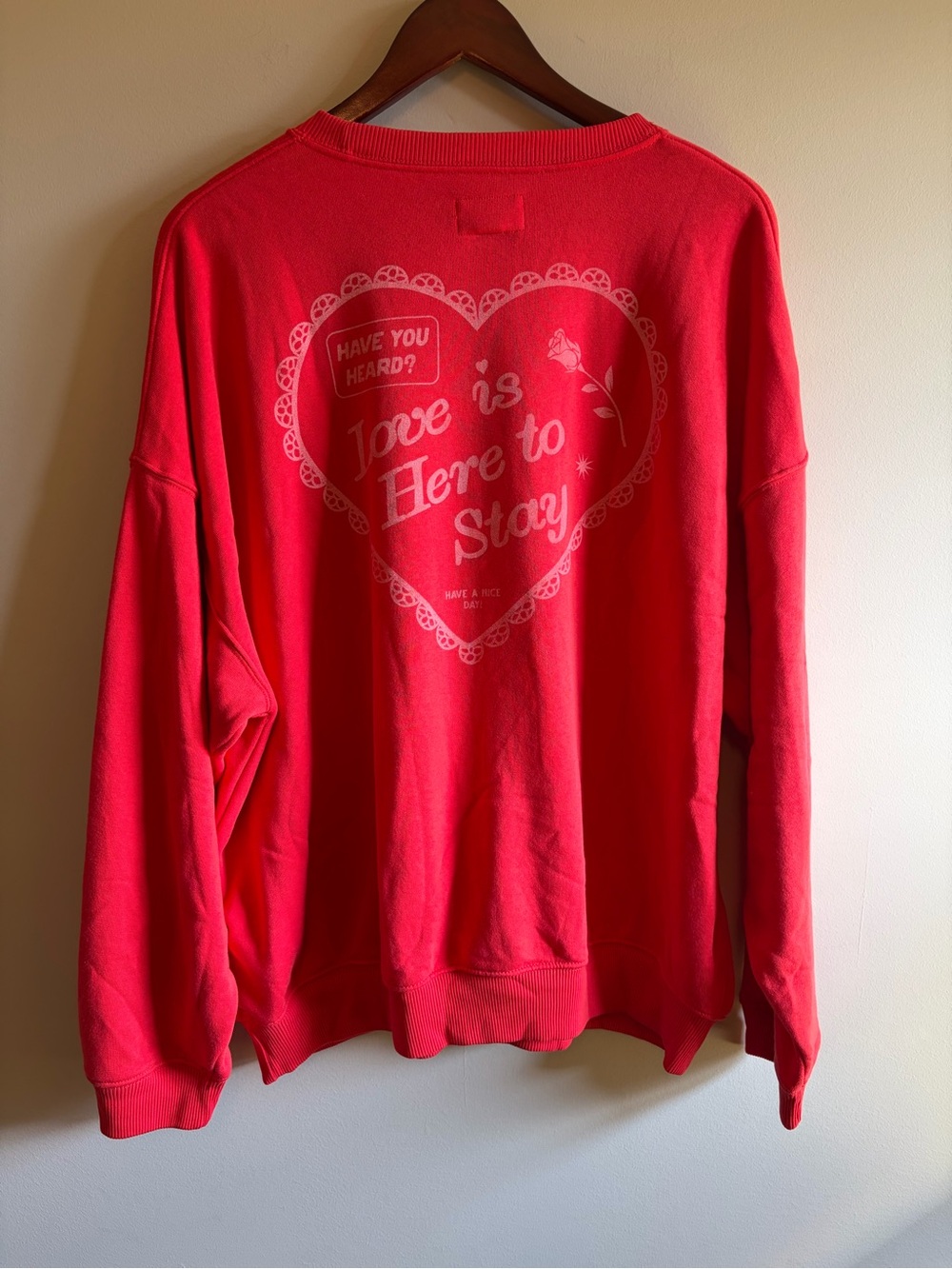 American Eagle Love Is Here to Stay Red Graphic Sweatshirt